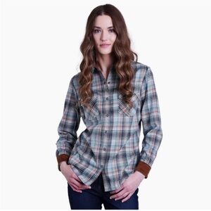 Kühl Blue and Orange Orange Plaid Button Down Shirt